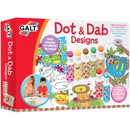 Galt Dot & Dab Craft Kit for Kids - Mess-Free Dot Art Set - 7 Anti-Leak Paint Dabbers, Canvas, Postcards & Activities – Childrens Creative Activity Stamp Set & Pattern Making - Girls & Boys Age 4 +