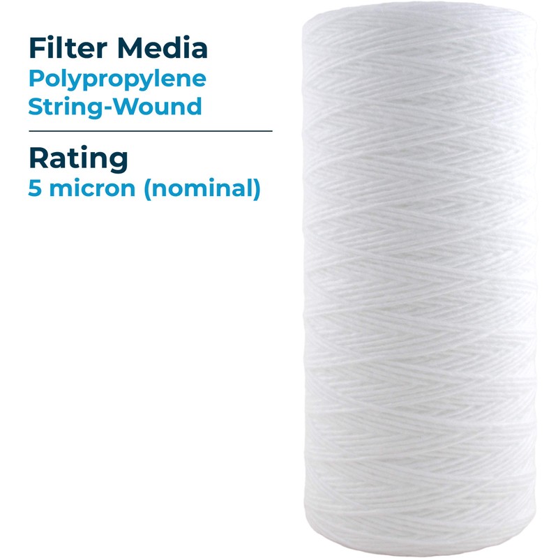 SpiroPure SP-WP5-BB 10x4.5 5 Micron String-Wound Polypropylene Water Filter Cartridge