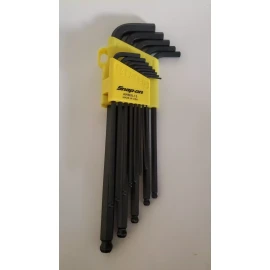Snap-on Snap On Tools L-shaped EXTRA LONG Ball HEX SAE Wrench Set w/Holder -13 keys NEW!