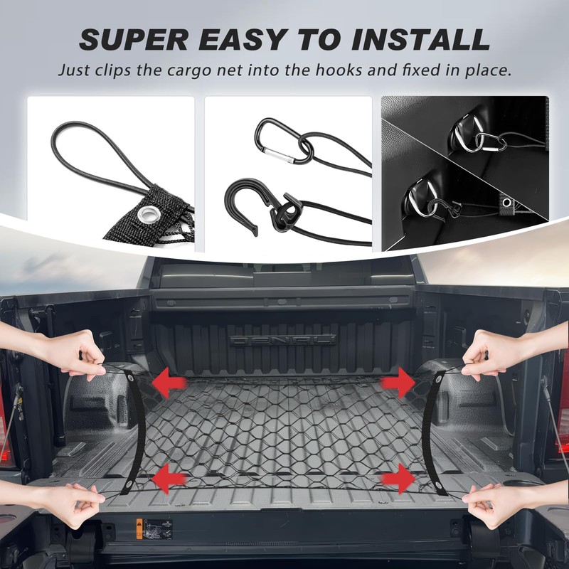 Karltys Truck Bed Cargo Net for 2019-2026 Chevy Silverado/GMC Sierra