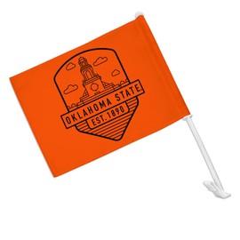 Oklahoma State University Badge Car Truck Flag with Window Clip On Pole Holder