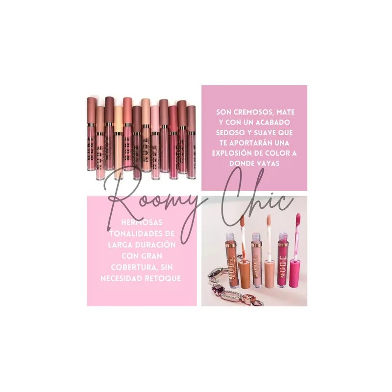 Labial Mate Larga Duración Nude 24 Unidades Favorbeauty Marrón Claro