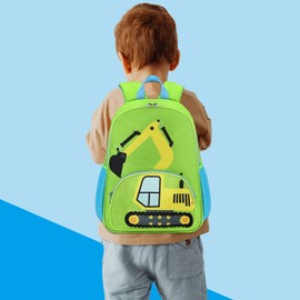 LOIDOU - Mochila preescolar para niños y niñas, mochilas escolares para niños y niñas, juego de bolsas de libros de jardín de infantes con fiambrera, Camión Verde, Moderno