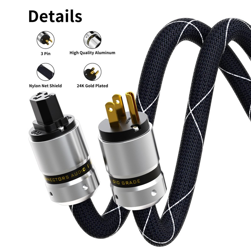 Monosaudio 12AWG Audiophile Power Cord Pure Copper Audio Power Cable