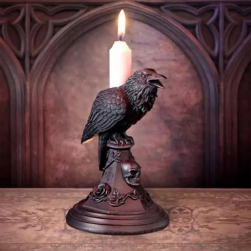 Gothic Candle Holder Resin Figurine Candlestick Stand Home Decor Accessory