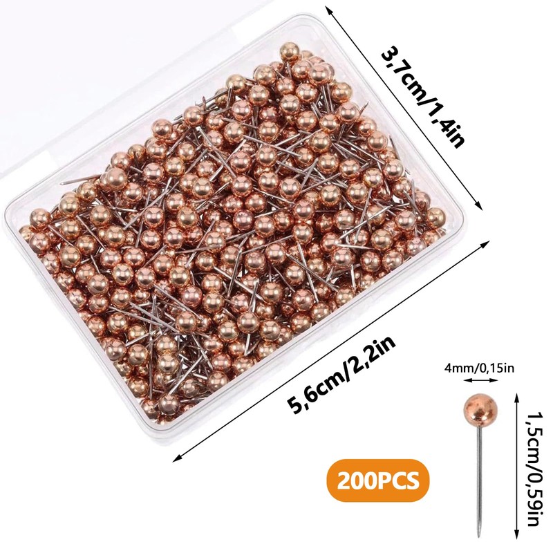 Drawing Pins, Pack of 200 Pins with Head, Pins Pins,