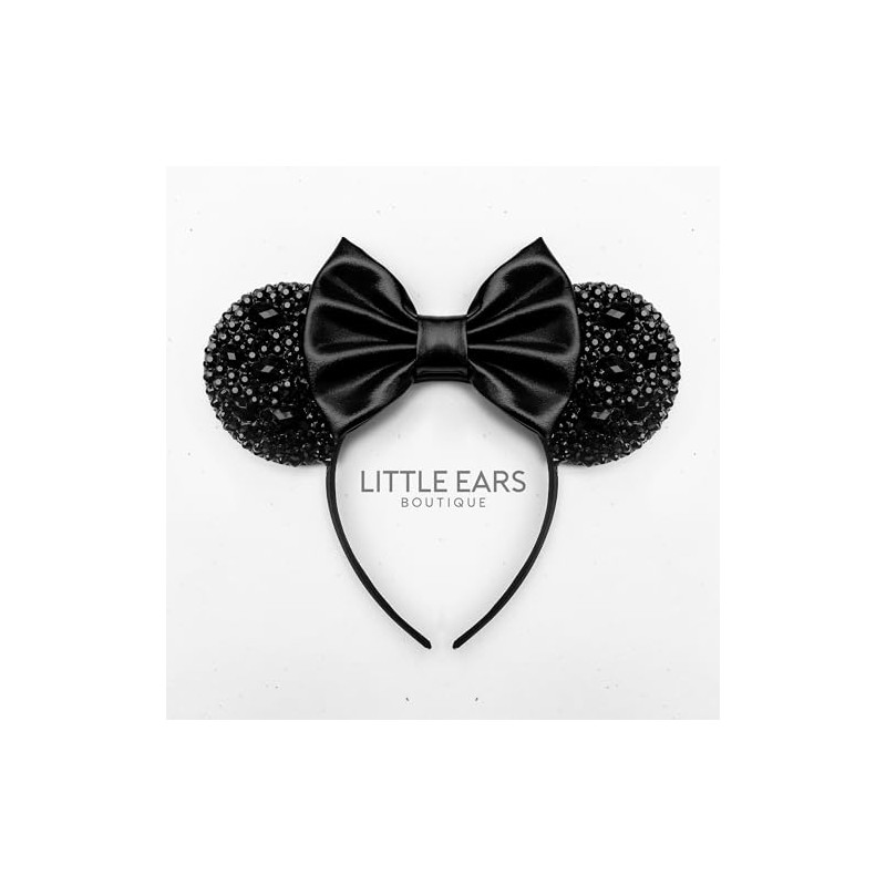 Black Sparkle Mickey Ears with Rhinestones