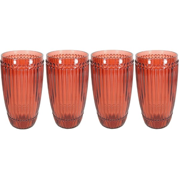 Le Cadeaux Milano 4 Piece Highball Set Berry Red Shatter