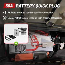 RED WOLF 50A Battery Quick Connector 6-12 AWG Jumper Cable Plug Flame-Retardant Anderson Type SB50 Plug Outdoor Power Quickly Connect/Disconnect Kit for Electrical System 12V-36V (2 PCs Grey, 50A)