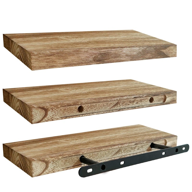 Floating Shelves for Wall, Solid Wood Wall Shelves Set of