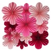 BestoFun Set of 12 Paper Flower Fans Pink Paper Flowers Rose Paper Fan Hanging Garland Decoration for Wedding Birthday Party Garden Party Table Decoration
