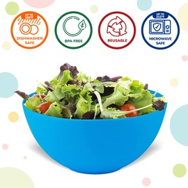 PLASKIDY Plastic Bowls Set of 12 Kids Bowls - 24 Oz Microwave & Dishwasher Safe, BPA Free, Brightly Colored for Cereal, Soup, Snack, Fruit or Salad