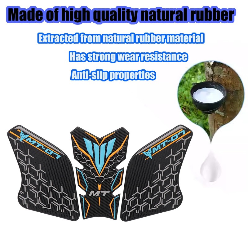 MT-07 MT07 2024 Waterproof 3D Embossed Rubber Fuel Tank Knee