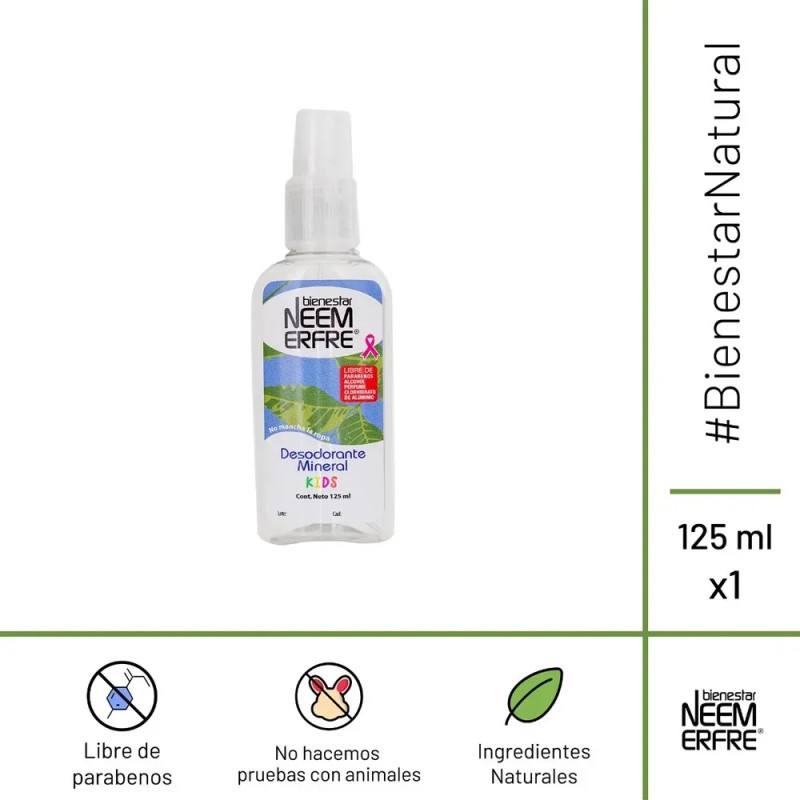 1 Desodorante Natural Para Niños Y Niñas Libre De Quimicos