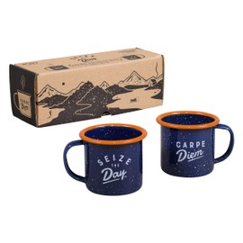 Gentlemen's Hardware GEN323 Enamel Espresso Set, Navy/Orange