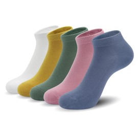 Bamboo Women Ankle Sock Ladies Thin Mesh Light Socks Anti Odor Low Cut Soft Athletic Breathable Night Sock 5 Pairs (Assorted1, Medium)