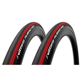 Vittoria RUBINO PRO CLINCHER G2.0 Road Tires, 700 x 25C, Set of 2 (Black x Red)