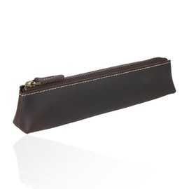 Kameto-Kaban Pencil Case, Genuine Leather, Uses Only the Top Layer of Cowhide, YKK Zipper, Simple, Lightweight, For Men, Adults, Business Use (Slim, Dark Brown)