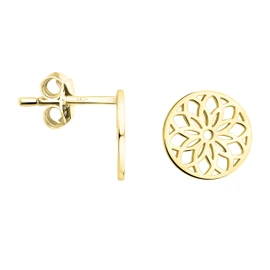 SOFIA MILANI - Women's Earrings 925 Silver - Flower Circle Stud Earrings, Yellow Gold, No Gemstone