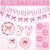 Havawish 196 Pcs Pink Bow Birthday Decorations Coquette Party Supplies