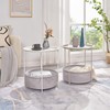 VECELO Round Side/End Table with Fabric Storage Basket，Metal Anti-Rust and
