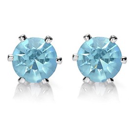 Riva Pierced Stud Earrings with Round Cut Gemstone Cubic Zirconia CZ [8 Colours Available] in 18K White Gold Plated, Simple Modern Elegance, Metal, Cubic Zirconia