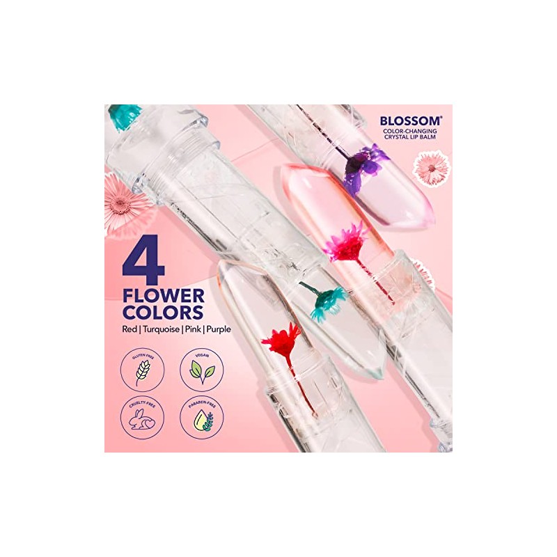 Blossom Crystal Lip Balm - Color Changing - Pink