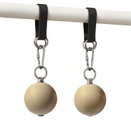 Grip balls for pull-ups, wooden pull-up balls, training set with climbing handles, arm strength trainer, grip strength bands for pull-ups, for home, gym, climbing, sports training and rehabilitation