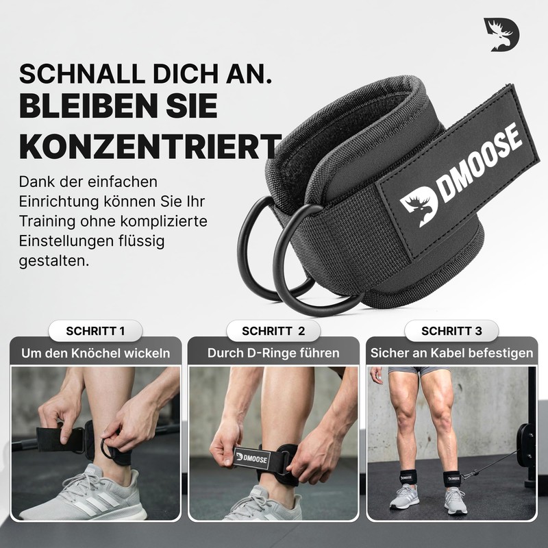 DMoose Fitness Foot Straps Cable Pull - Padded Gym Ankle