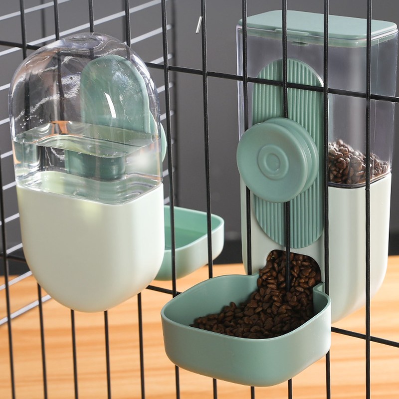 Hanging Automatic Food Water Dispenser Safe Cage Cat Food Water