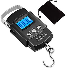 Kinstecks 110lb/50kg Fish Scales Backlit LCD Portable Electronic Balance Digital Fishing Scale Hanging Scale with Measuring Tape Ruler for Hunting Fishing Postal Kitchen (Black)