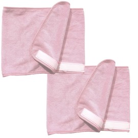 Beauty Hub Velcro Wide Square Hair Turban, 2 Pieces, Pink / 뷰티허브 벨크로 와이드 사각 헤어 터번, 2개, 핑크