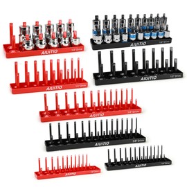 8 Piece Metric & SAE Socket Organizer Tray Set, 1/4-Inch, 3/8-Inch & 1/2-Inch Drive Standard & Deep Socket Holders for Toolboxes, Store 176 Sockets
