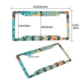 Sea Turtle Starfish License Plate Frame 2 Pack License Plate Holder Universal Aluminum License Plate Cover Car Accessories Decor with Screw for Women Man 12.3 x 6.3 Inch