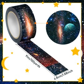 Harloon Craft Tape Duct Tape Stickers 1.89 Inches 100 Yards DIY Crafts Buffalo Tape Single Roll for Scrapbooking DIY Crafts Box Decoration(Galaxy Printed)