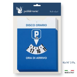 pubblimania Maxi Time Disc with Transparent PVC Protective Bag 11 x 14 cm (3 Parking Discs)