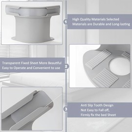 Bed Sheet Holder Removable Set of 4, Corner Sheet Strap Heavy Duty Lock Bedsheet Keeper, Non-Slip Bedsheet Grippers Keep in Place Bedding Accessories for All Mattress (Gray, L)