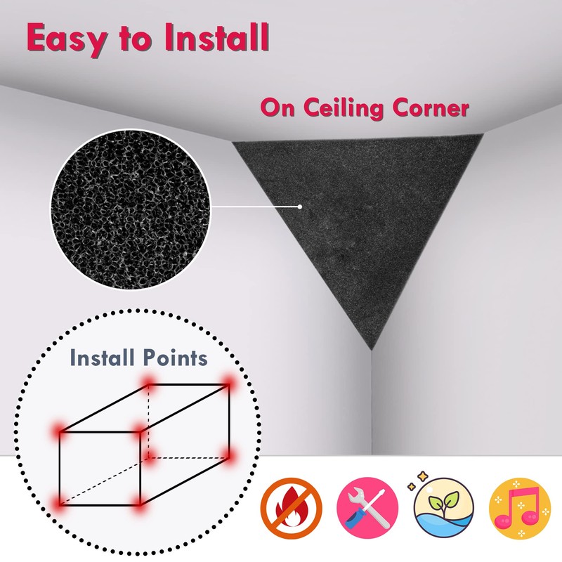 Foroomaco 4 Pack Bass Traps for Ceiling Corner 16.5" Triangle