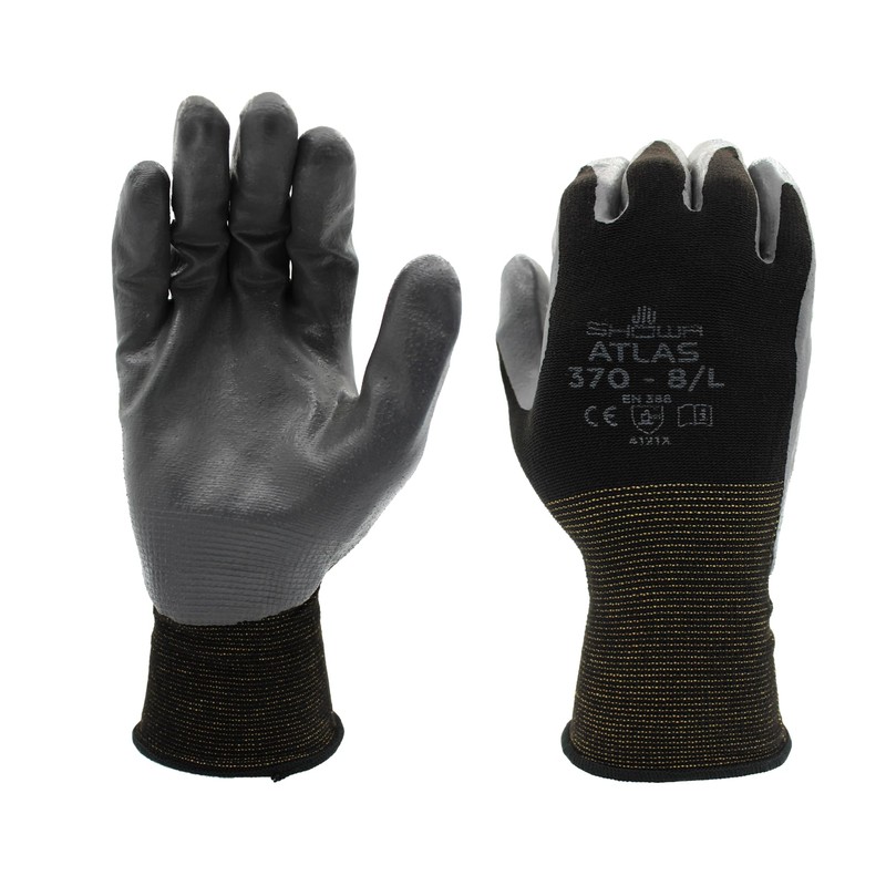Showa Best 370B Atlas Nitrile Palm Coating Glove, 13-Gauge Seamless
