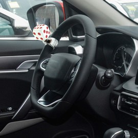 Arenbel Dice Style Car Steering Wheel Booster Knob Turning Assist Spinner Control Handle Fit Most Vehicles, White and Red
