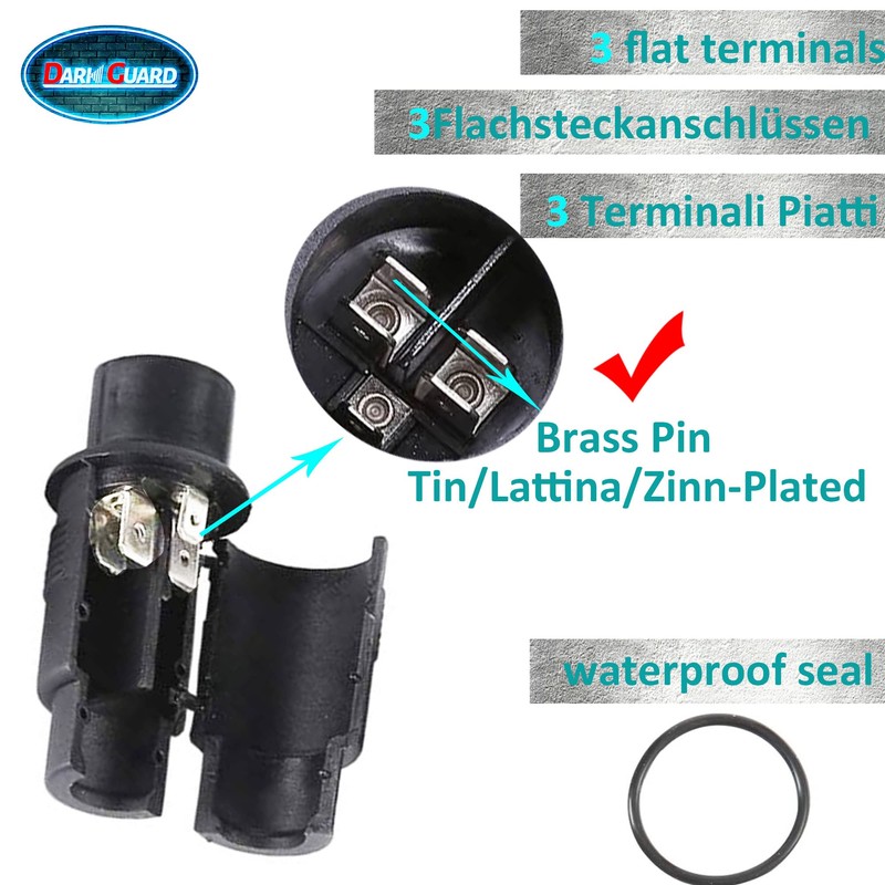 DARKGUARD 2Piece 3 Pin Tractor Sockets and 2Pieces 3 Pin