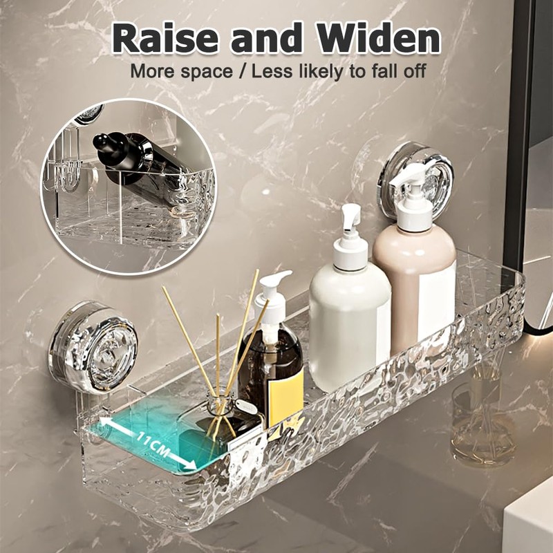MiOYOOW Clear Shower Caddy, Heavy Duty Suction Cup Shower Shelf