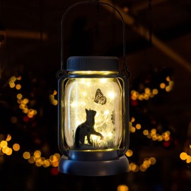 Cat Butterfly Solar Light, Fairy Lantern Garden Lights, jar Bottle Light, Solar Lanterns Outdoor Garden Decor, mom Gift, Grandma Gift, Gifts for Mother