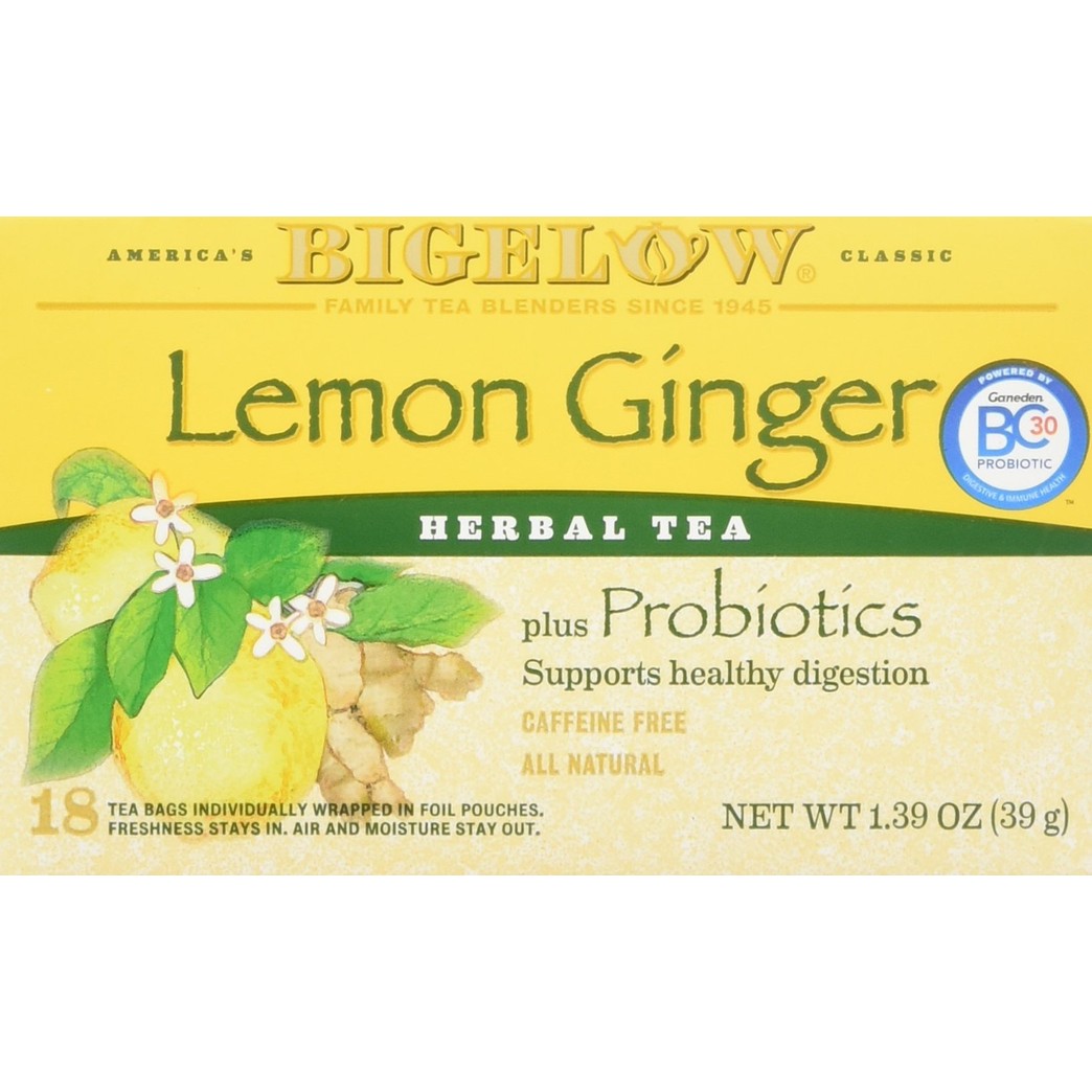 Bigelow Tea Herbal Tea Plus Probiotics Lemon Ginger - 18 Tea Bags
