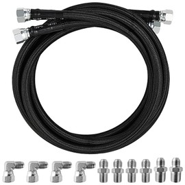 Mupera Upgraded 6AN Braided Lines - 52-Inch Black Nylon Transmission Cooler Lines, Compatible with TH350 700R4 TH400 NP-700RTL 3L80, Transmission Cooler Hose for Chevy Ford Mopar GM Buick