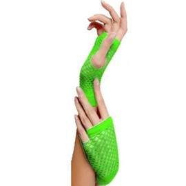 Short Fingerless Fishnet Gloves - Choose your Colour - One Size (Neon Green)
