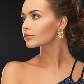 Chunky Gold Studs Earrings for Women- 14K Gold Plated Stainless Steel Heaven Mayhem Earrings Gold Square Geometric Statement Dupes Earrings for Women, Stainless Steel, No Gemstone