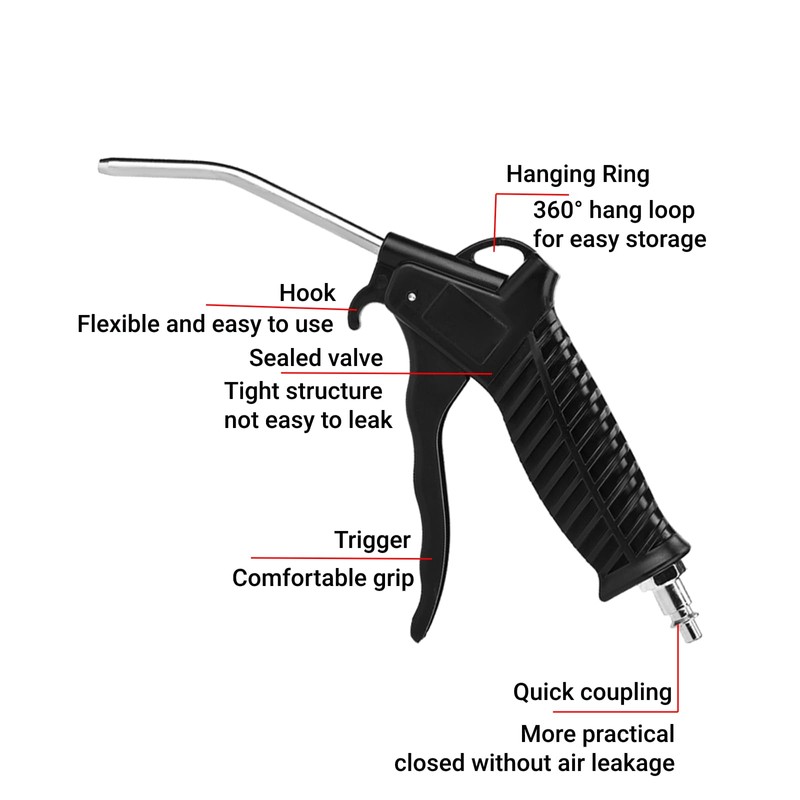 Juego de Neumático de Pistola de Aire Negro Kit de