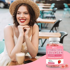 Collagen Gummies for Women, Hydrolyzed Collagen Peptides Gummies with Biotin, Collagen Supplements Gummy with Vitamin B12, C, D, Zinc for Hair Skin Nail