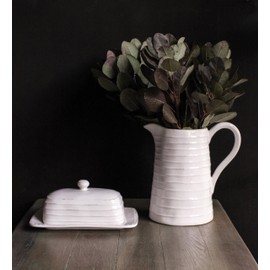 Creative Co-Op White Ceramic Pitcher